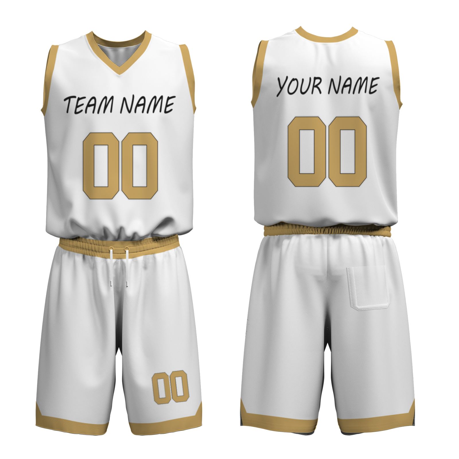 Custom White Old Gold-Black Authentic Basketball Uniform Jersey