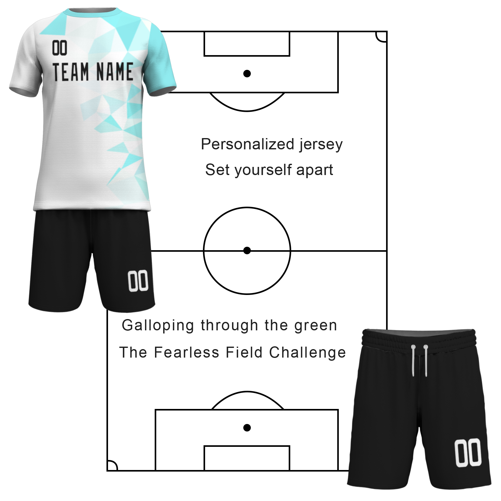 Custom White Black Sublimation Soccer Uniform Jersey