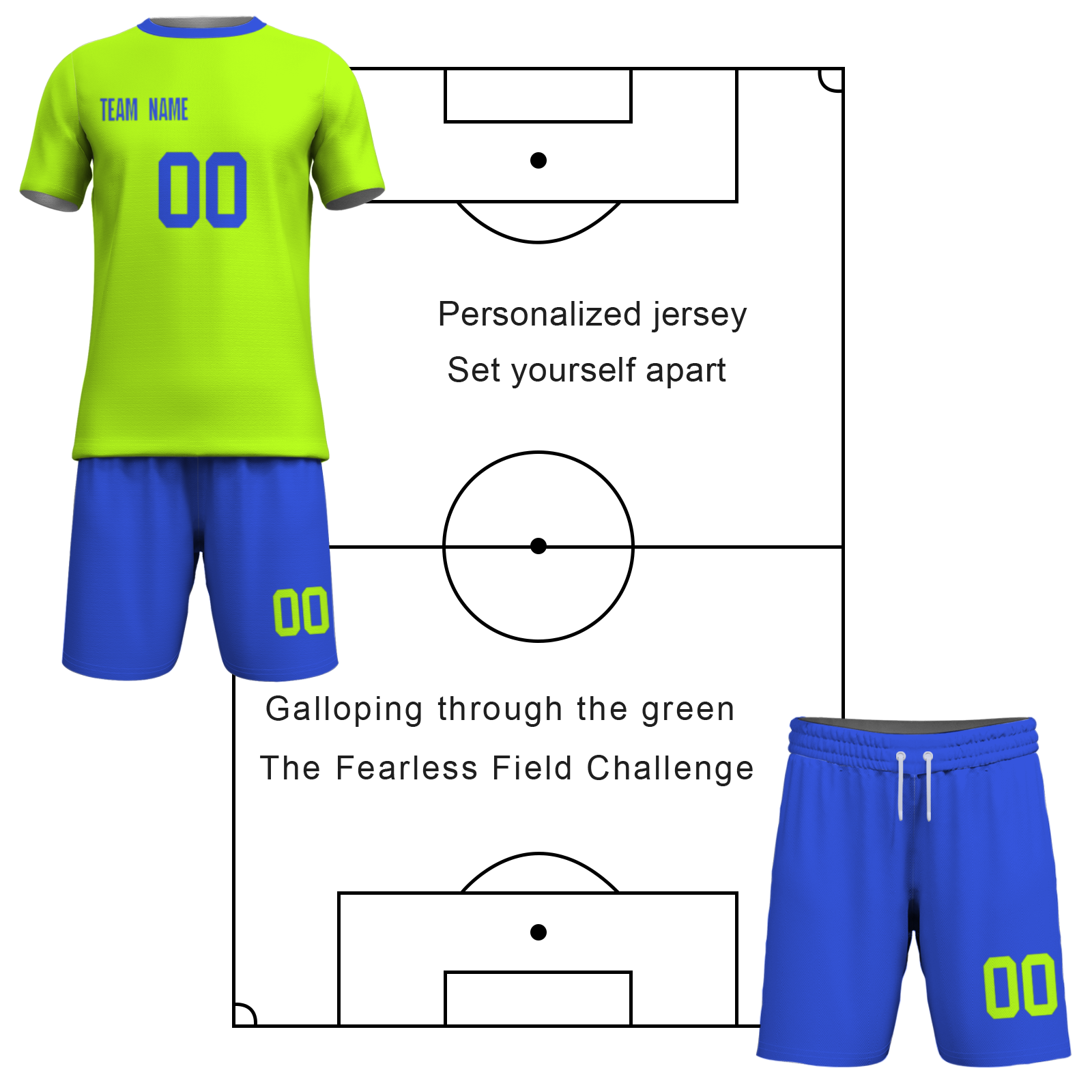 Custom  Fluorescent Green Black Sublimation Soccer Uniform Jersey