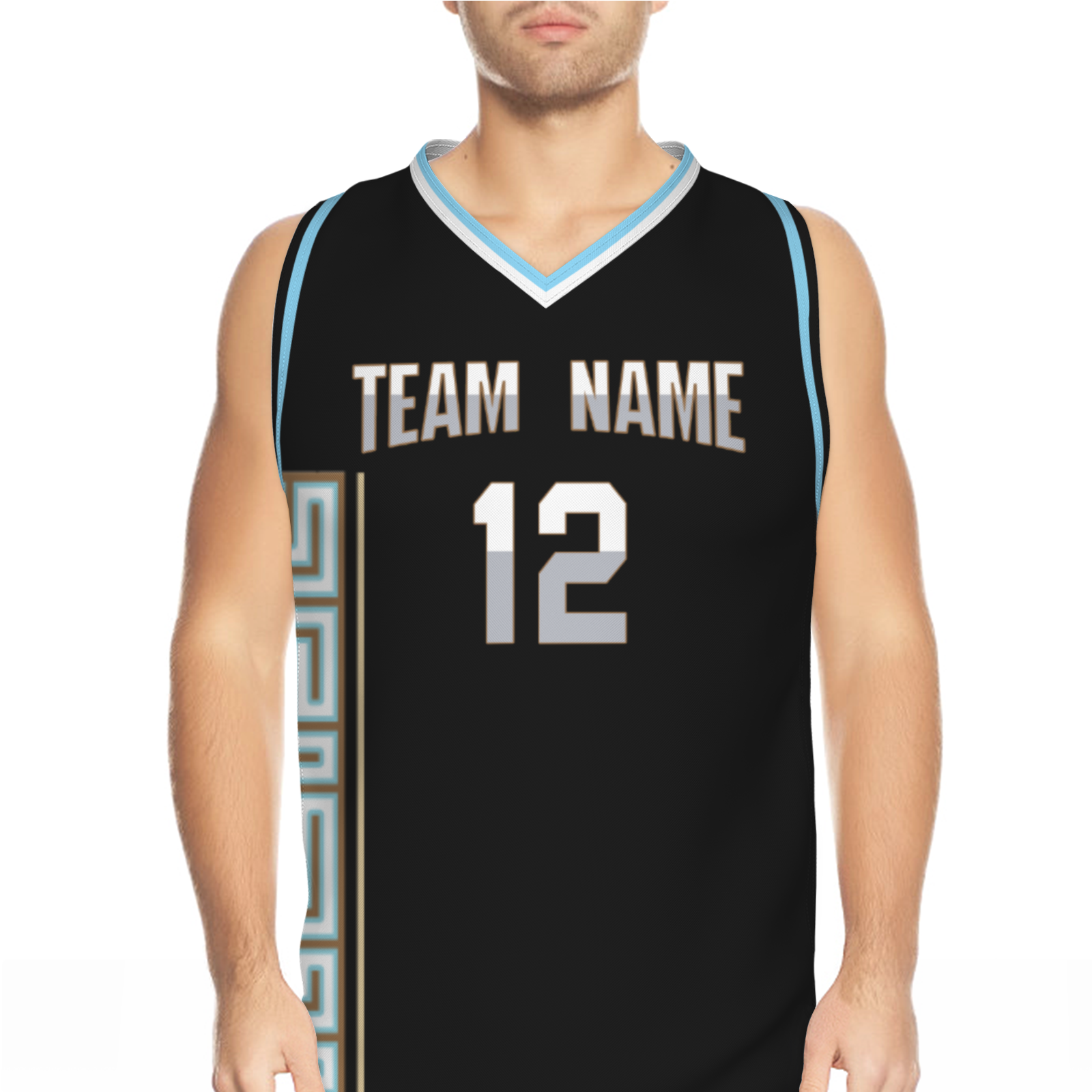 Custom White Dark Blue-Orange Authentic V-Neck Basketball Jersey