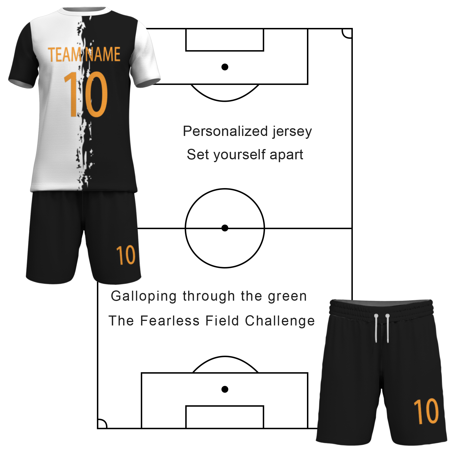 Custom White Black Sublimation Soccer Uniform Jersey