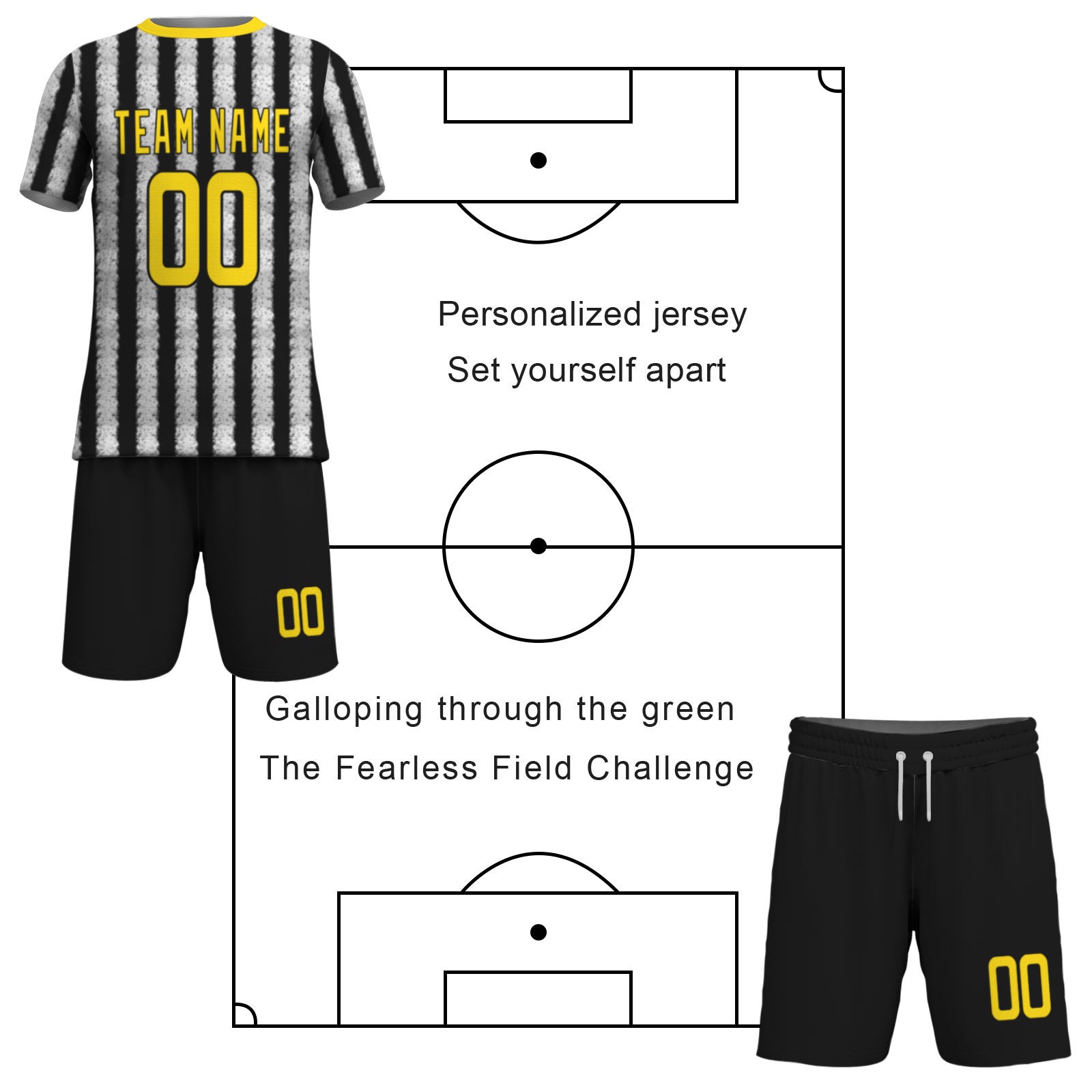 Custom White Black Sublimation Soccer Uniform Jersey