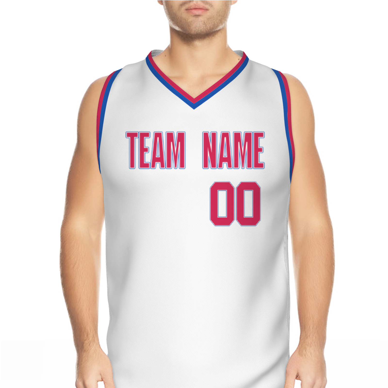 Custom White Dark Blue-Orange Authentic V-Neck Basketball Jersey