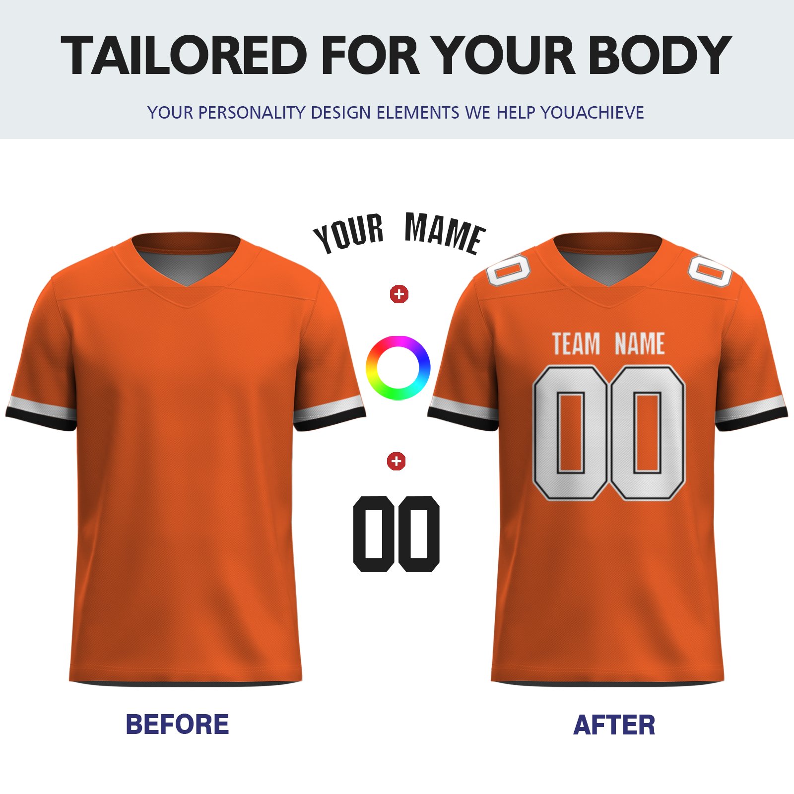 Custom  Orange White-Dark Blue Mesh Authentic Football Jersey