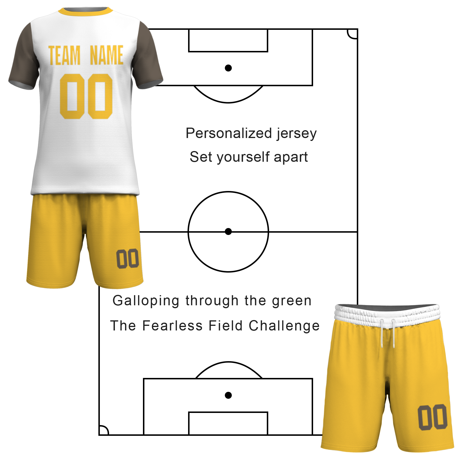 Custom White Yelow Sublimation Soccer Uniform Jersey