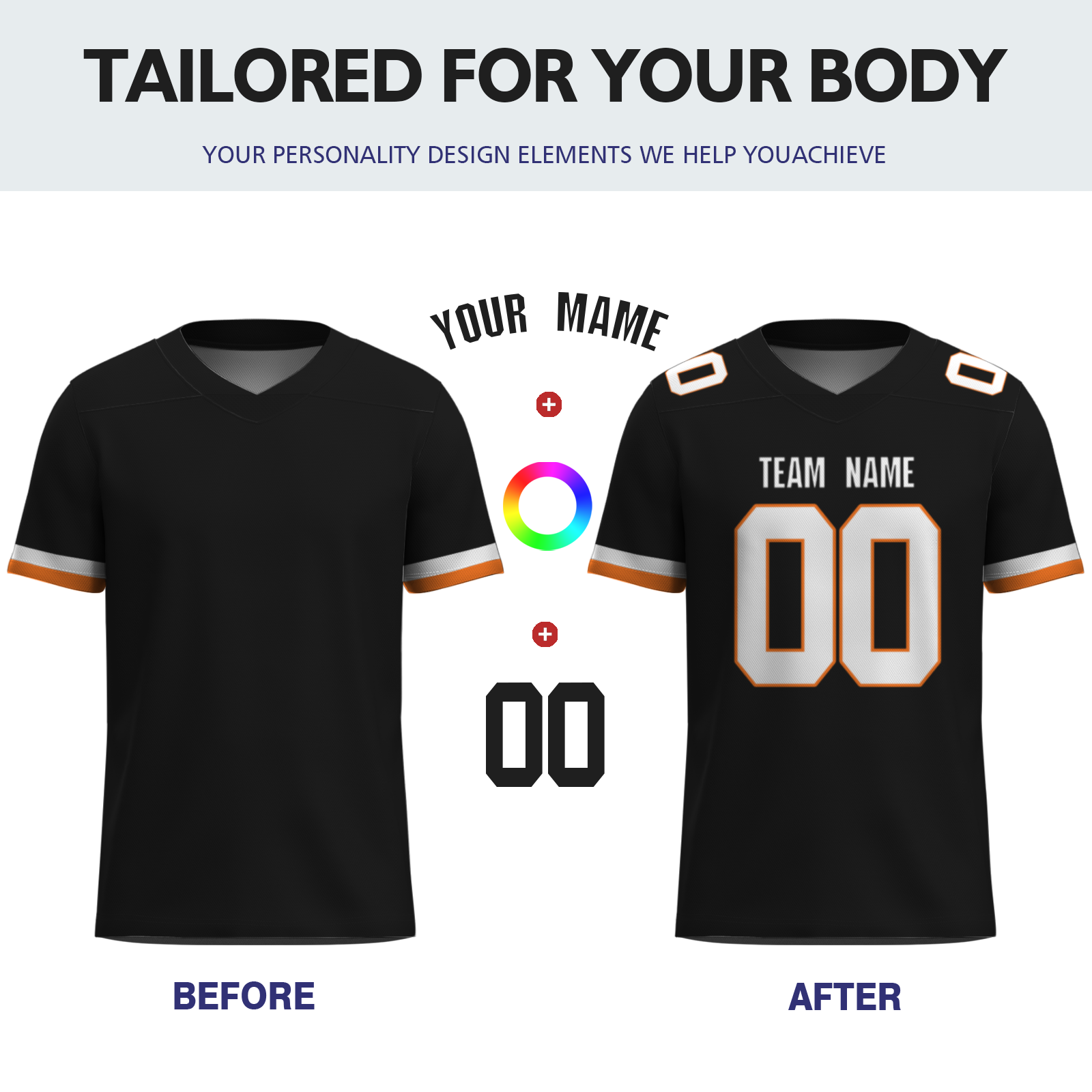 Custom  Orange White-Dark Blue Mesh Authentic Football Jersey