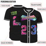 Custom Black Pink-Indigo Authentic Victoroar Baseball Jersey