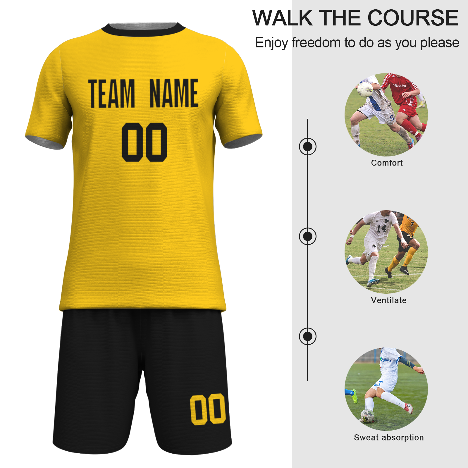 Custom  Fluorescent Green Black Sublimation Soccer Uniform Jersey