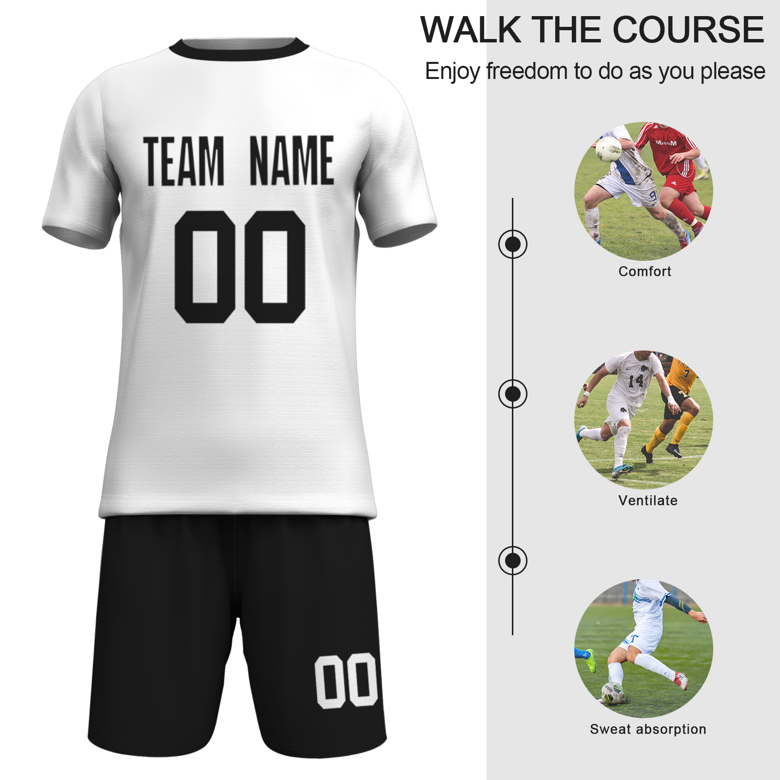 Custom White Yelow Sublimation Soccer Uniform Jersey