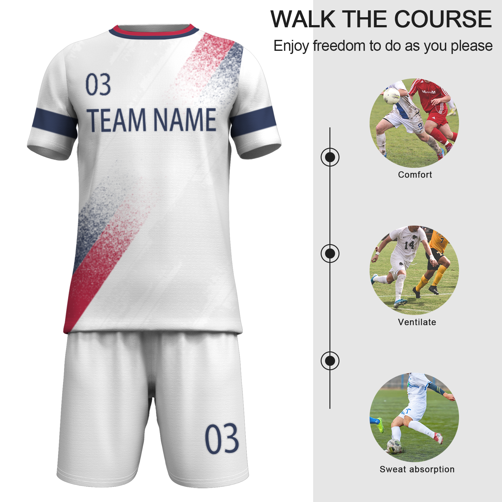 Custom White Black-White Sublimation Soccer Uniform Jersey