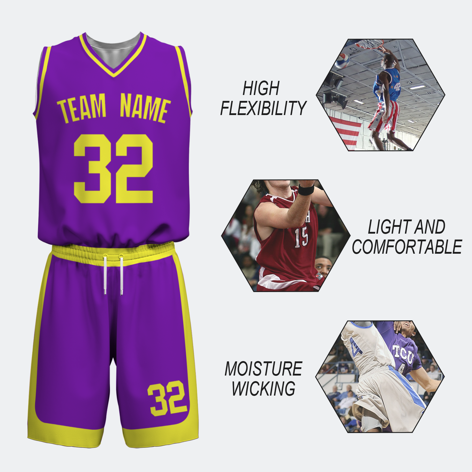 Custom Purple Mustard-White Authentic Basketball Uniform Jersey