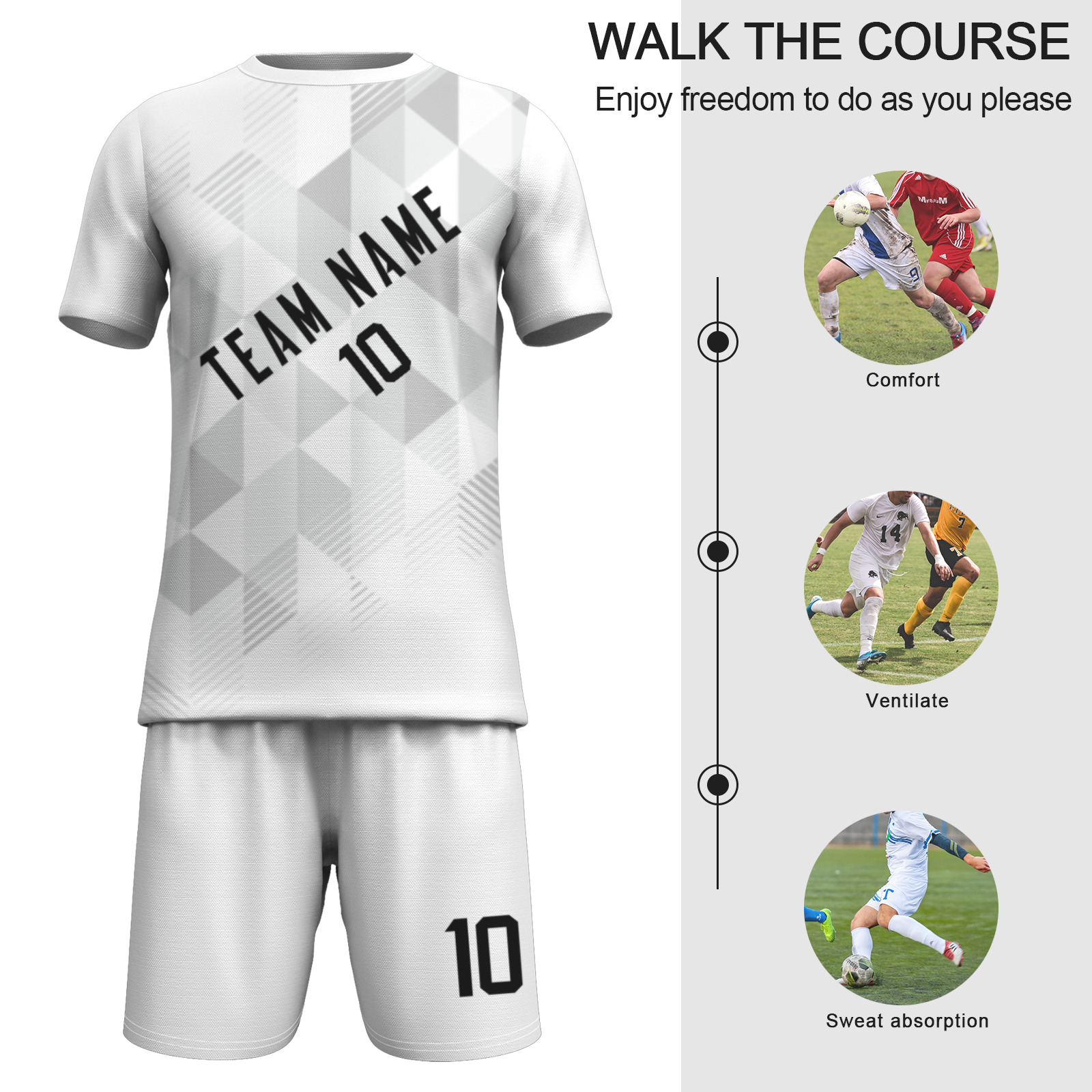 Custom White Black Sublimation Soccer Uniform Jersey