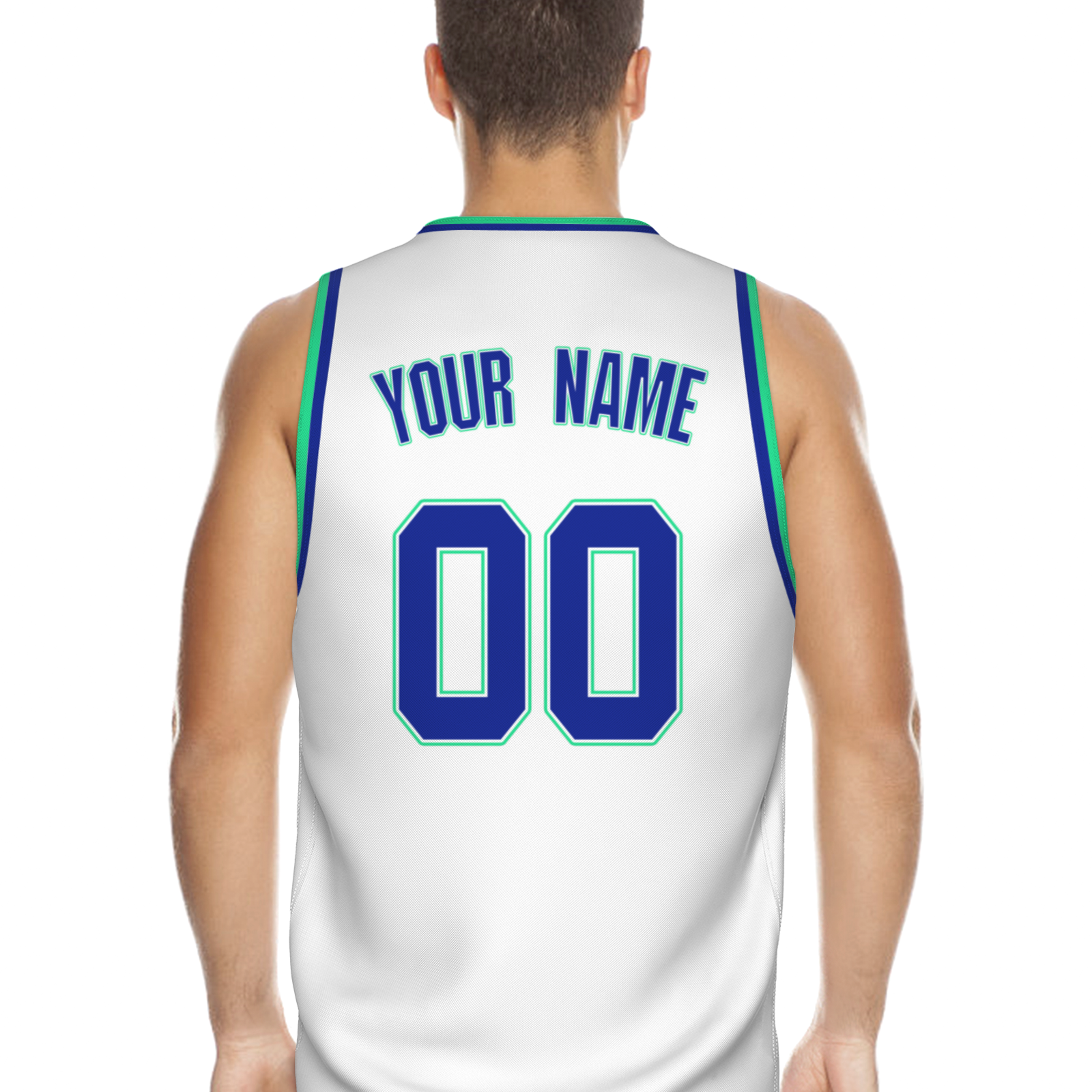 Custom White Dark Blue-Orange Authentic V-Neck Basketball Jersey