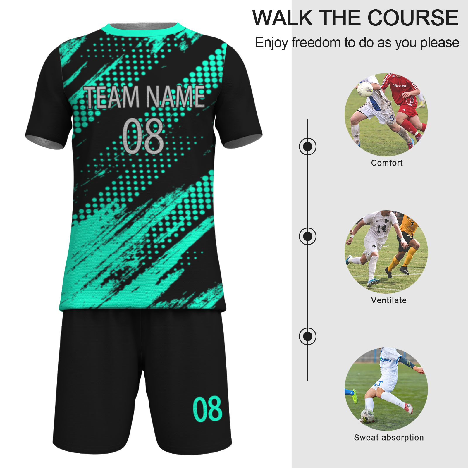 Custom White Black-White Sublimation Soccer Uniform Jersey