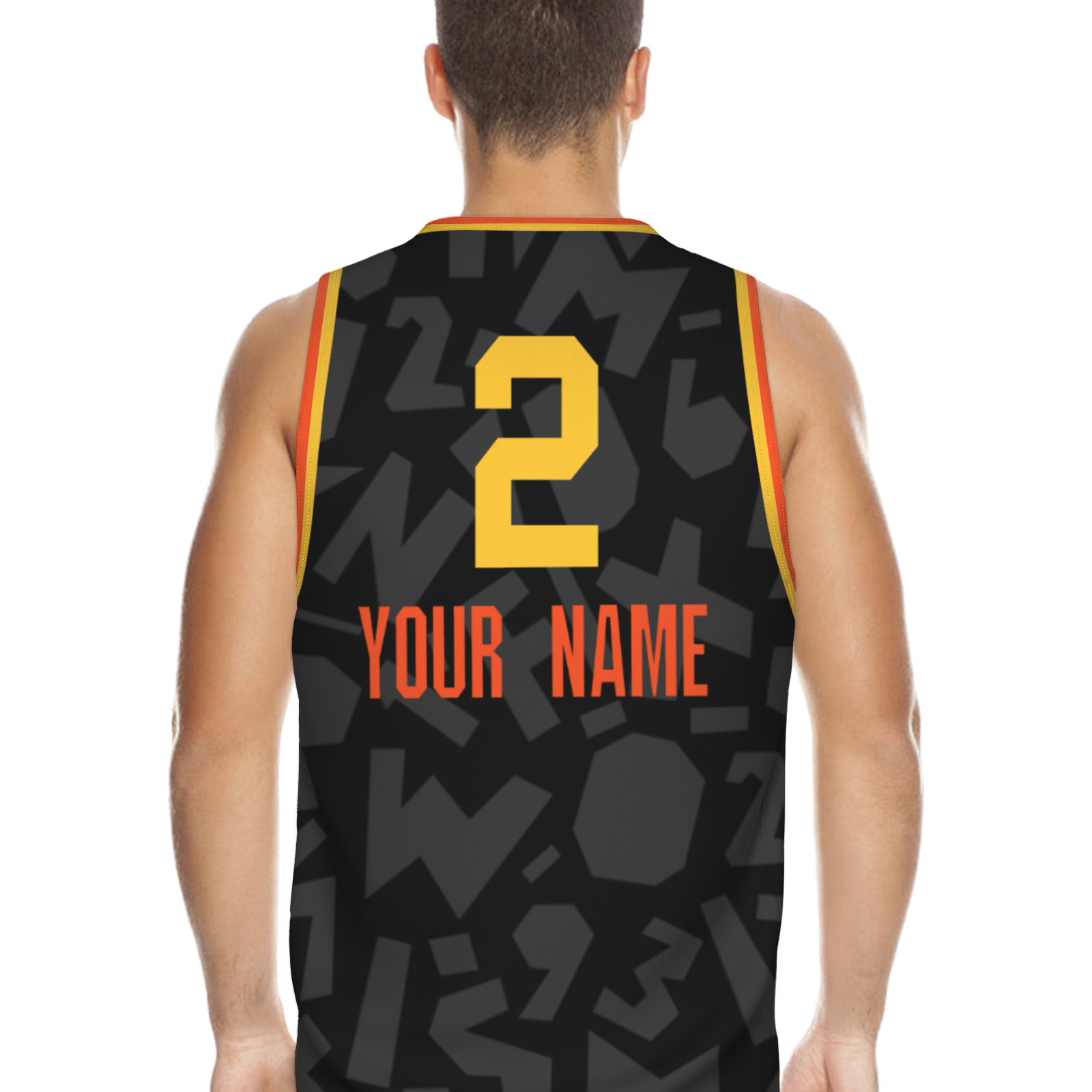 Custom White Dark Blue-Orange Authentic V-Neck Basketball Jersey