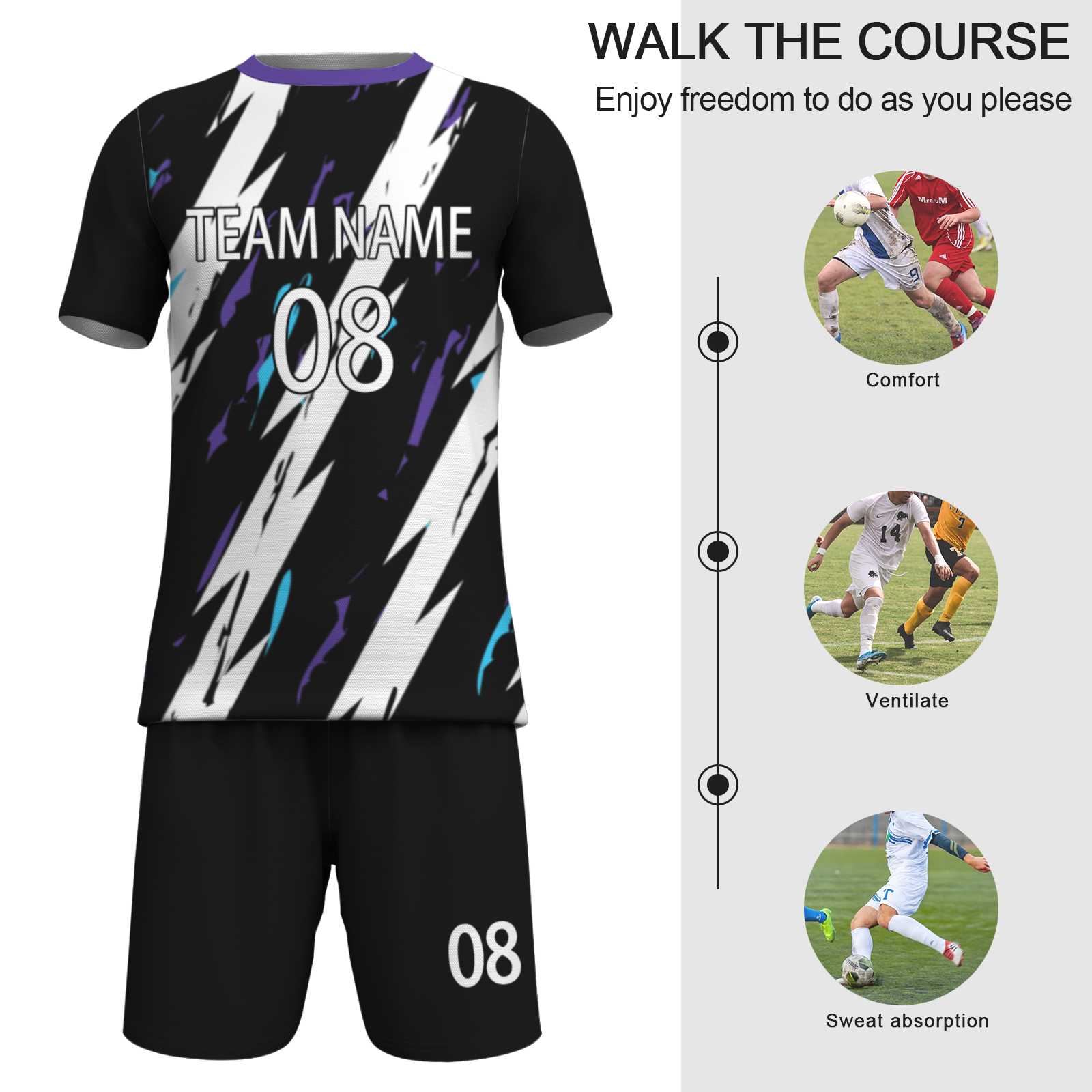 Custom White Black-White Sublimation Soccer Uniform Jersey