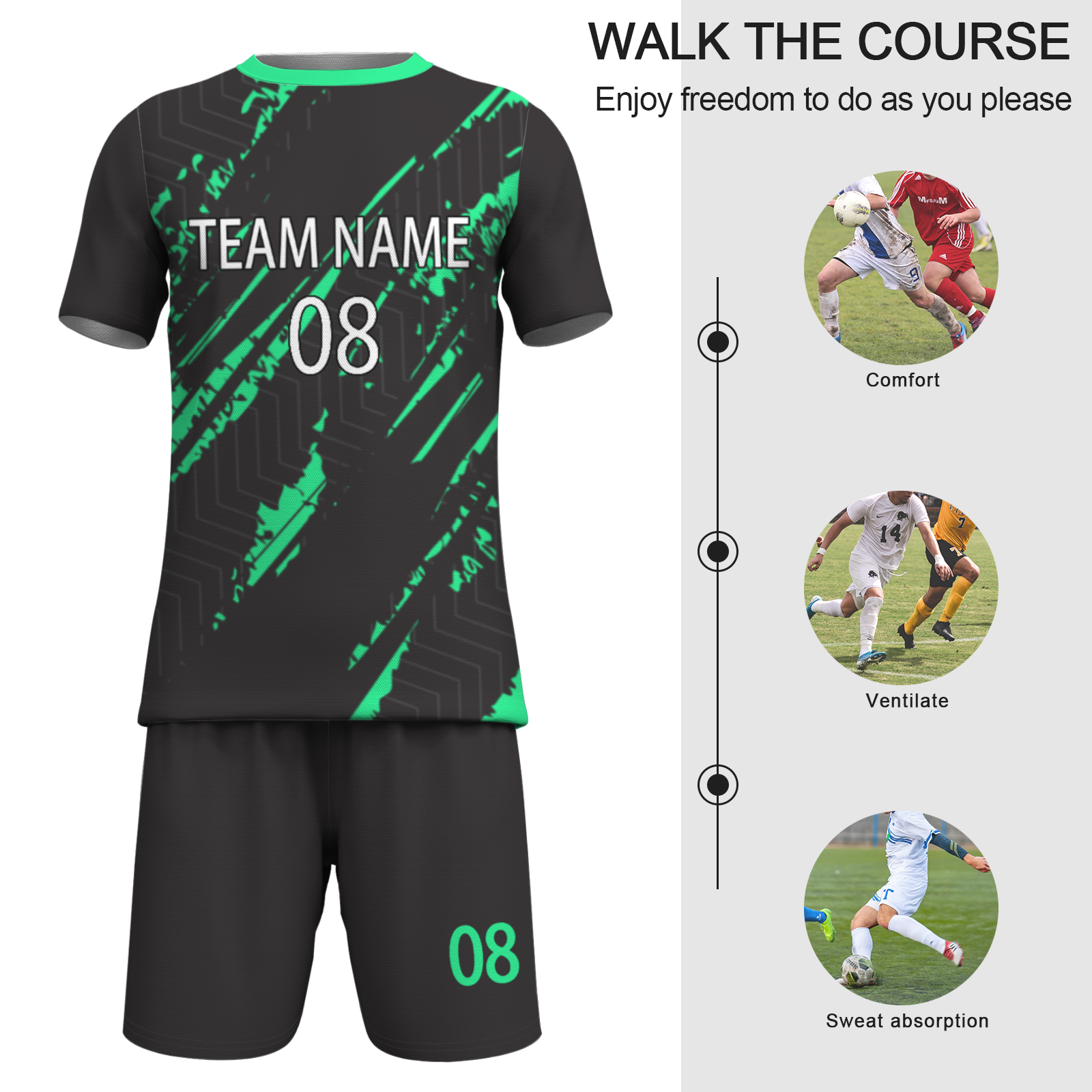 Custom White Black-White Sublimation Soccer Uniform Jersey