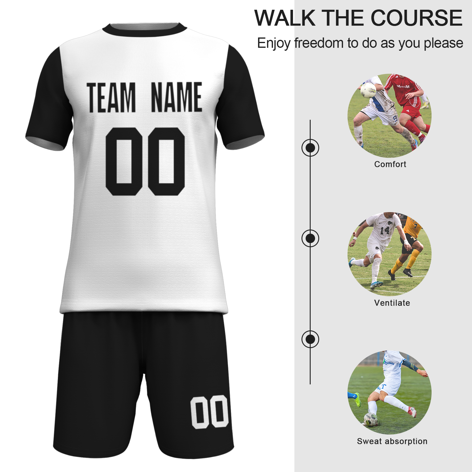 Custom White Yelow Sublimation Soccer Uniform Jersey