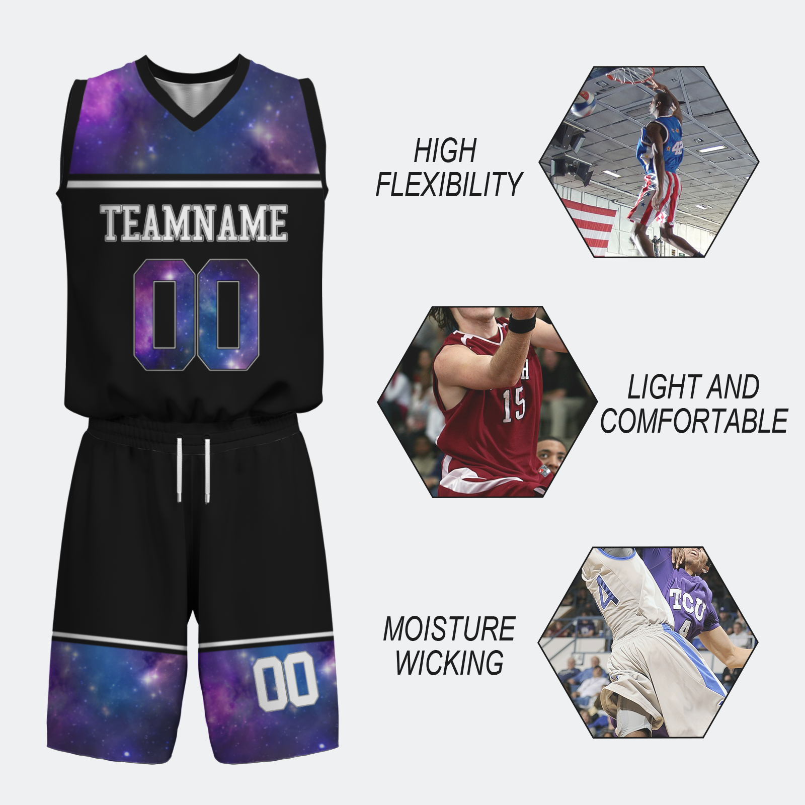 Custom Purple Camouflage White Lilac Basketball Uniform Jersey