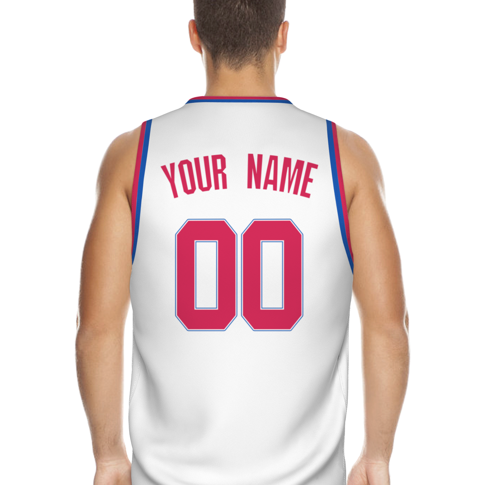 Custom White Dark Blue-Orange Authentic V-Neck Basketball Jersey