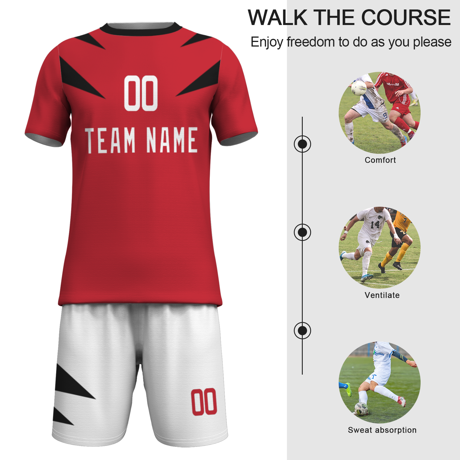 Custom White Black Sublimation Soccer Uniform Jersey