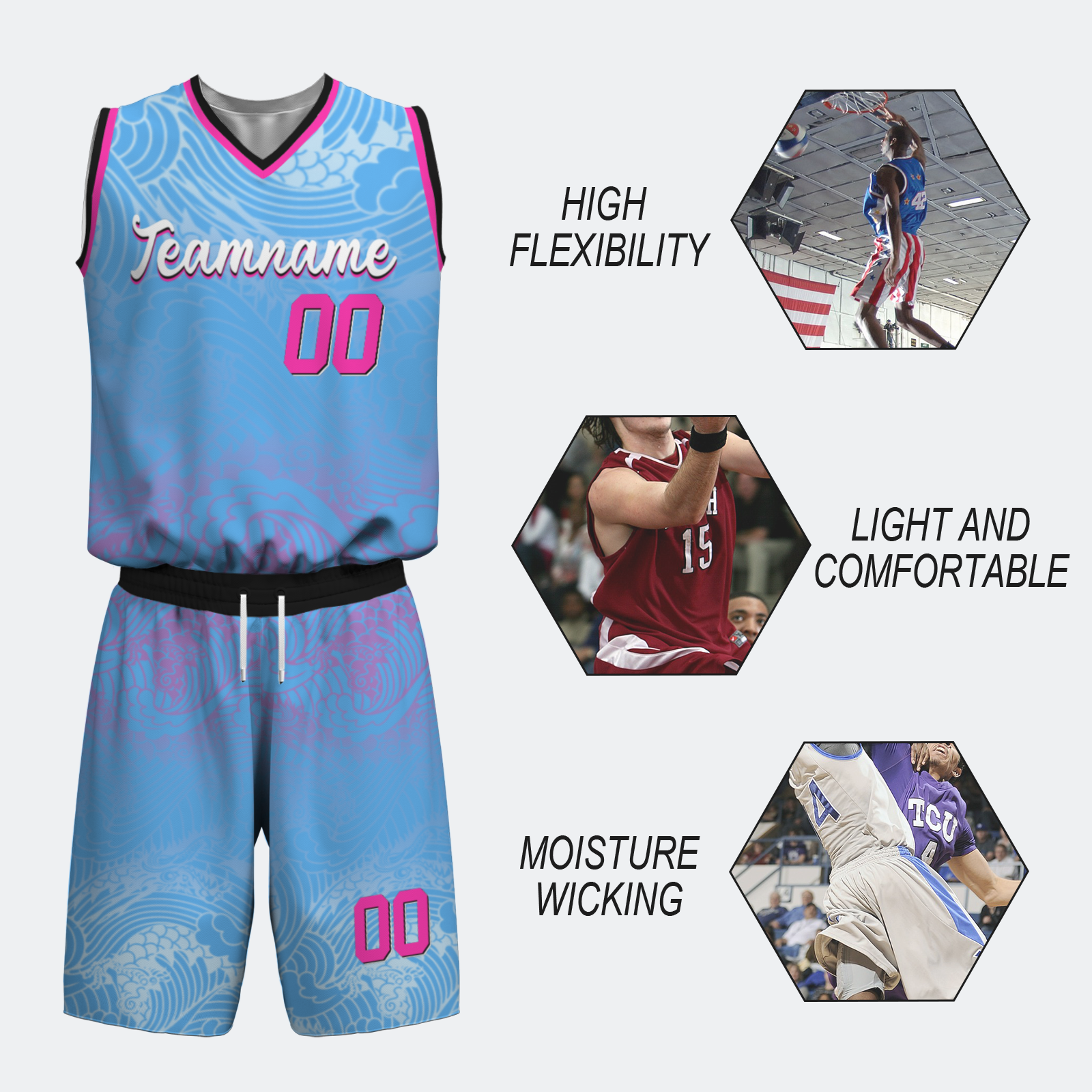 Custom Purple Camouflage White Lilac Basketball Uniform Jersey