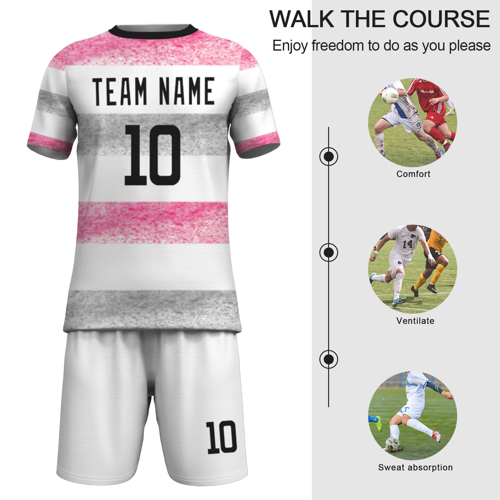 Custom White Black Sublimation Soccer Uniform Jersey