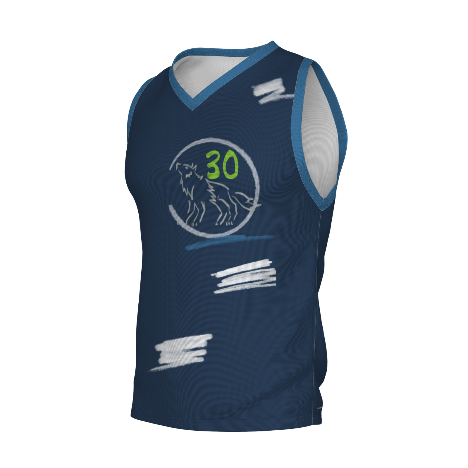 Custom Blue Chinese Painting Horse V-Neck Basketball Jersey