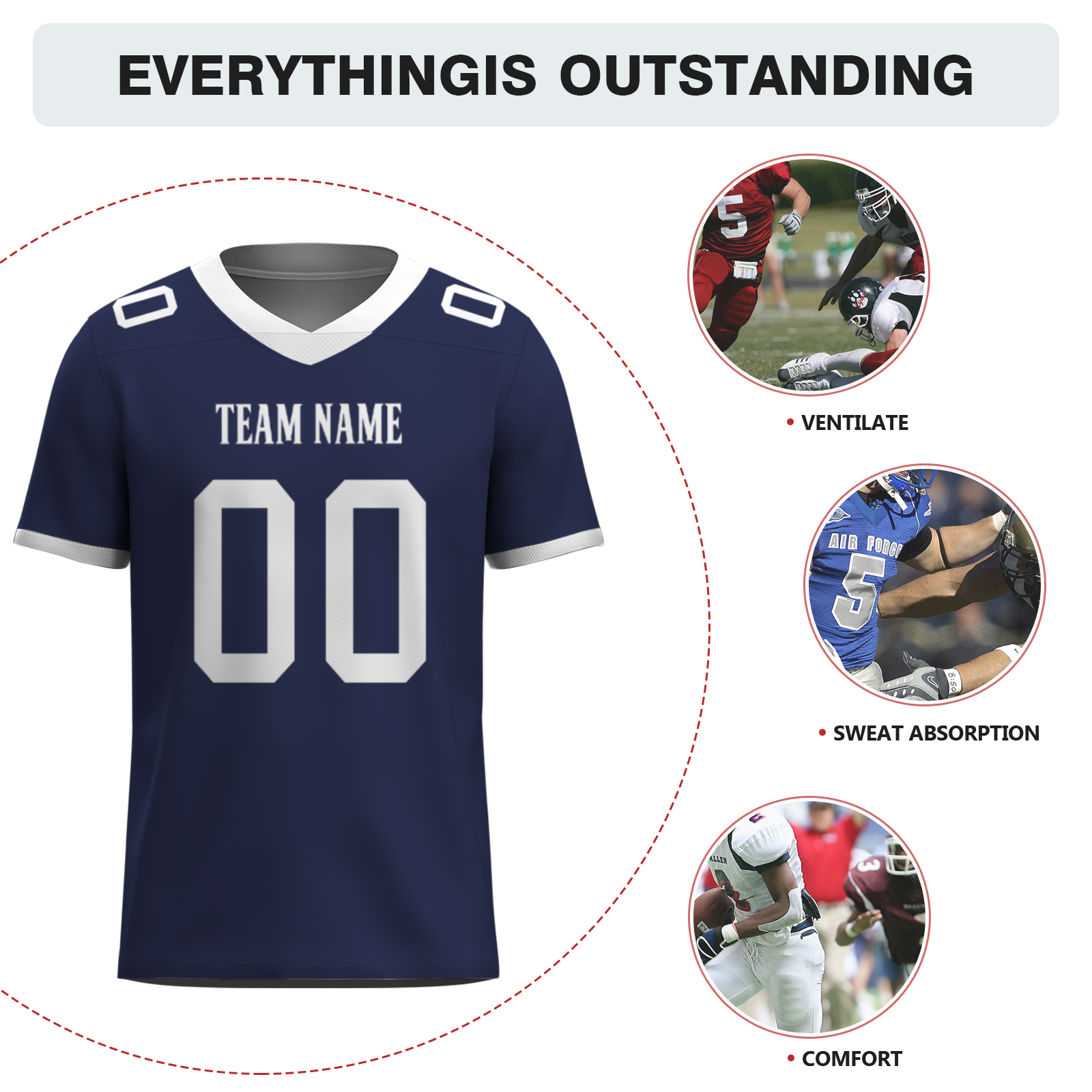 Custom  Orange White-Dark Blue Mesh Authentic Football Jersey