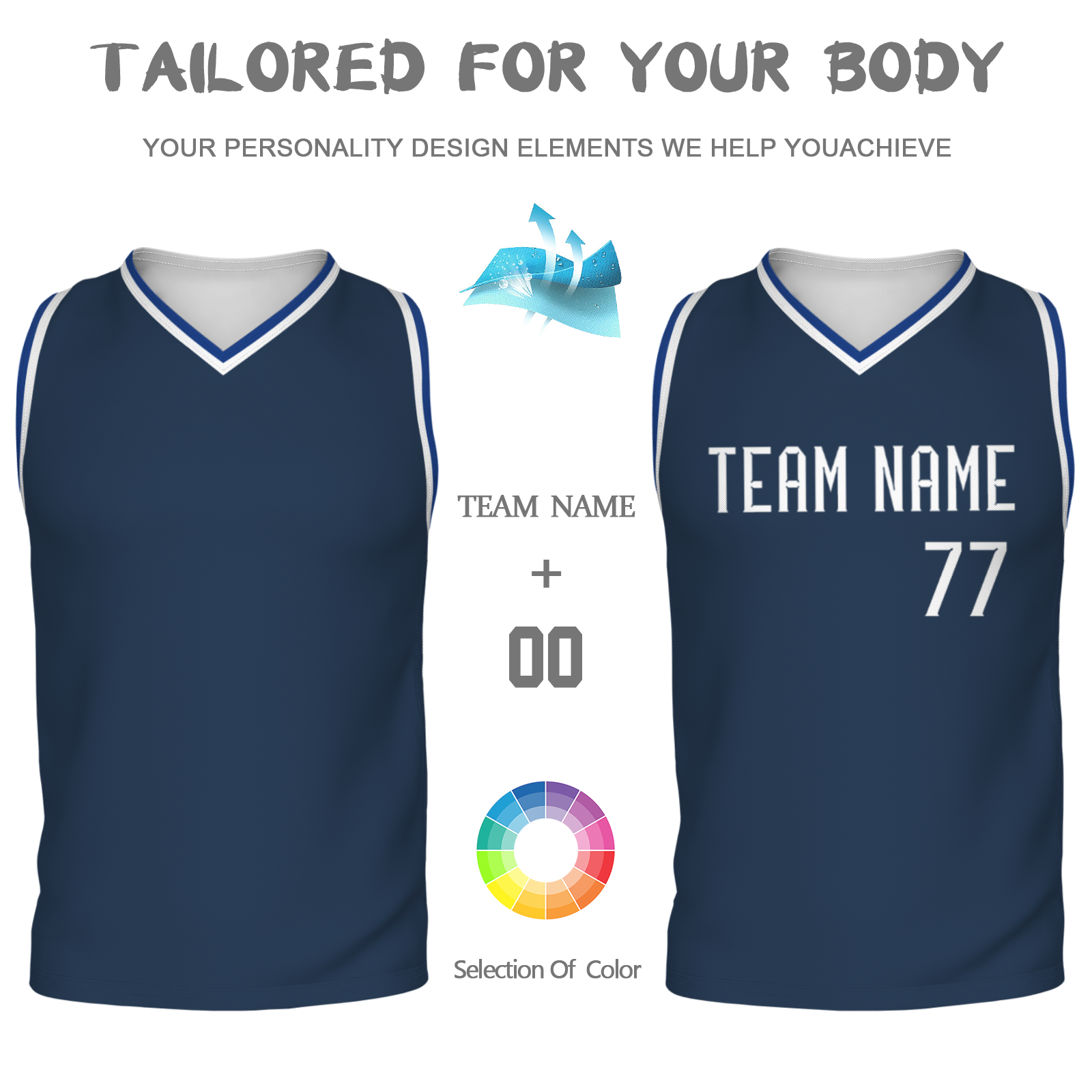 Custom White Dark Blue-Orange Authentic V-Neck Basketball Jersey