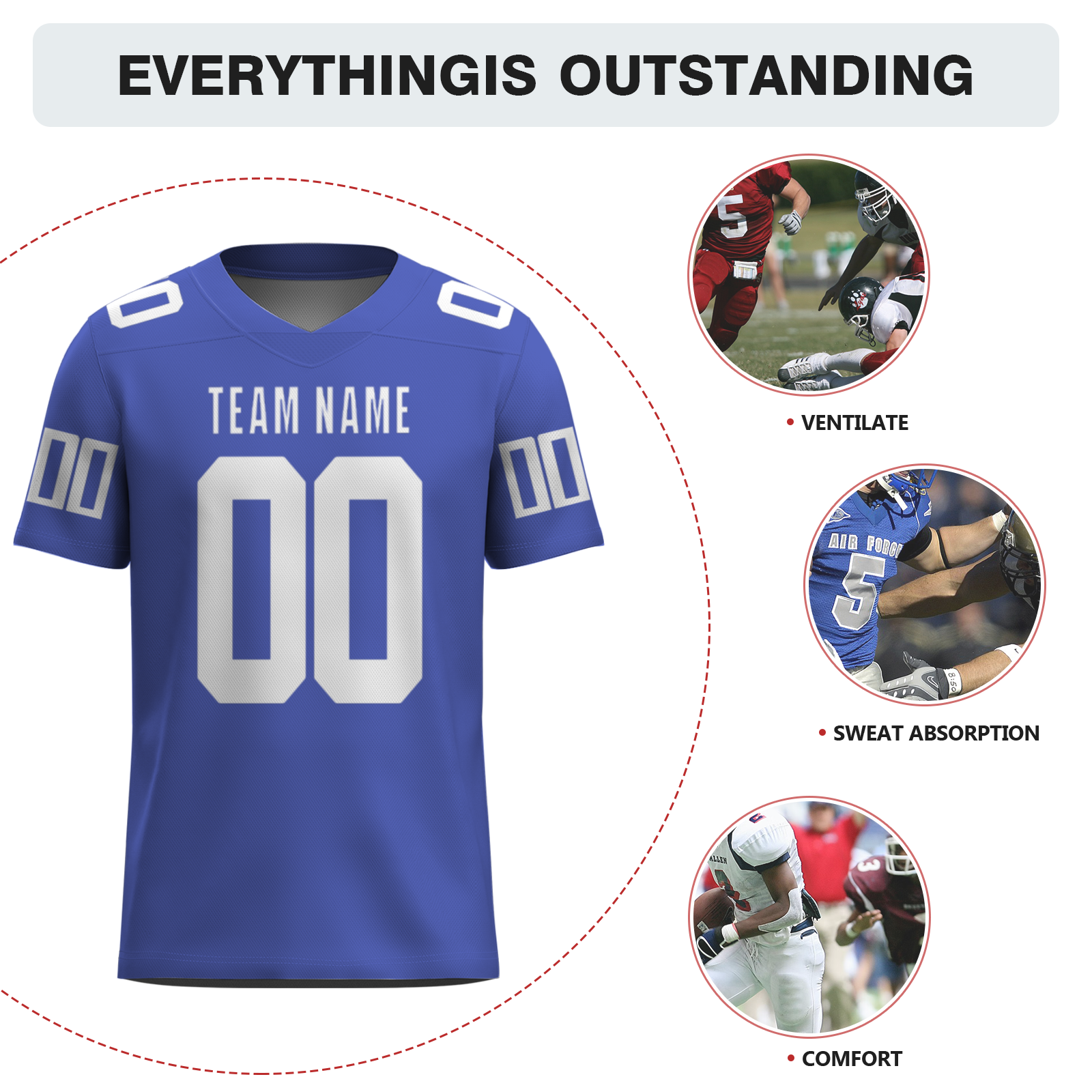 Custom  Dark Gray Blue-White Mesh Authentic Football Jersey