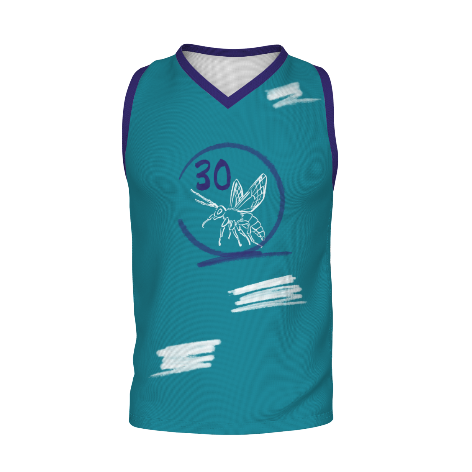 Custom Blue Chinese Painting Horse V-Neck Basketball Jersey