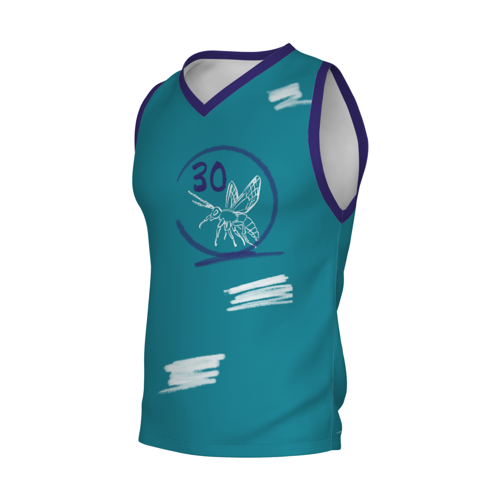 Custom Blue Chinese Painting Horse V-Neck Basketball Jersey