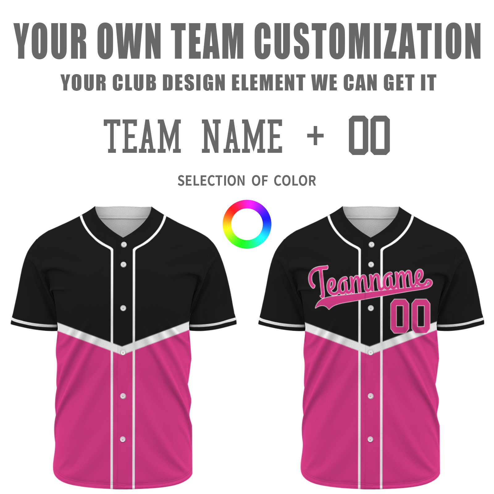 Custom Black Pink-White  Authentic Tow Tone Baseball Jersey