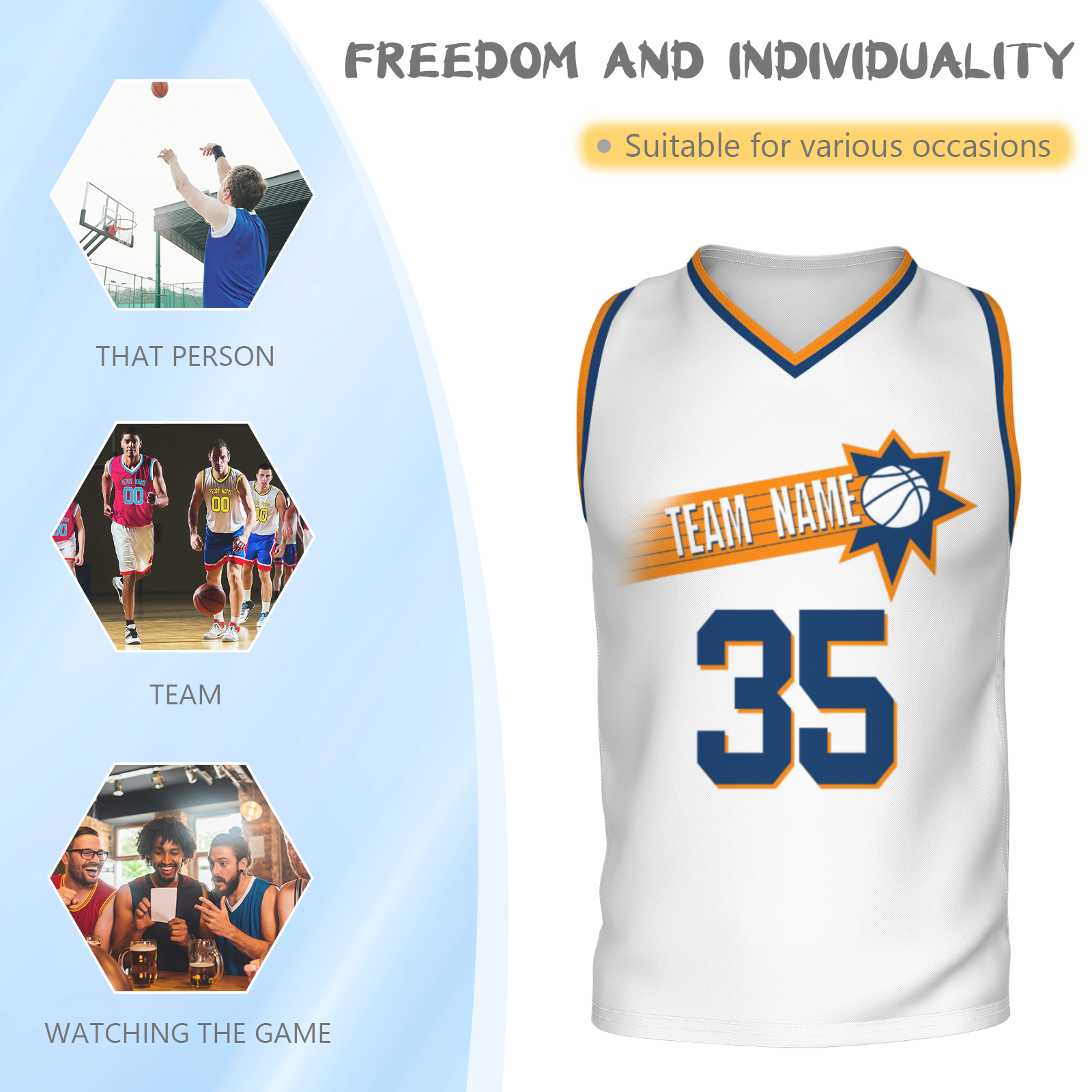 Custom White Dark Blue-Orange Authentic V-Neck Basketball Jersey