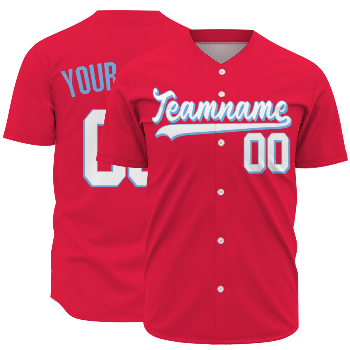 Custom Red White-Blue 3D Authentic Baseball Jersey