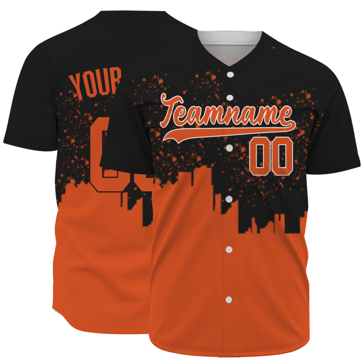 Custom Black Orange-White Authentic City's Reflection Baseball Jersey