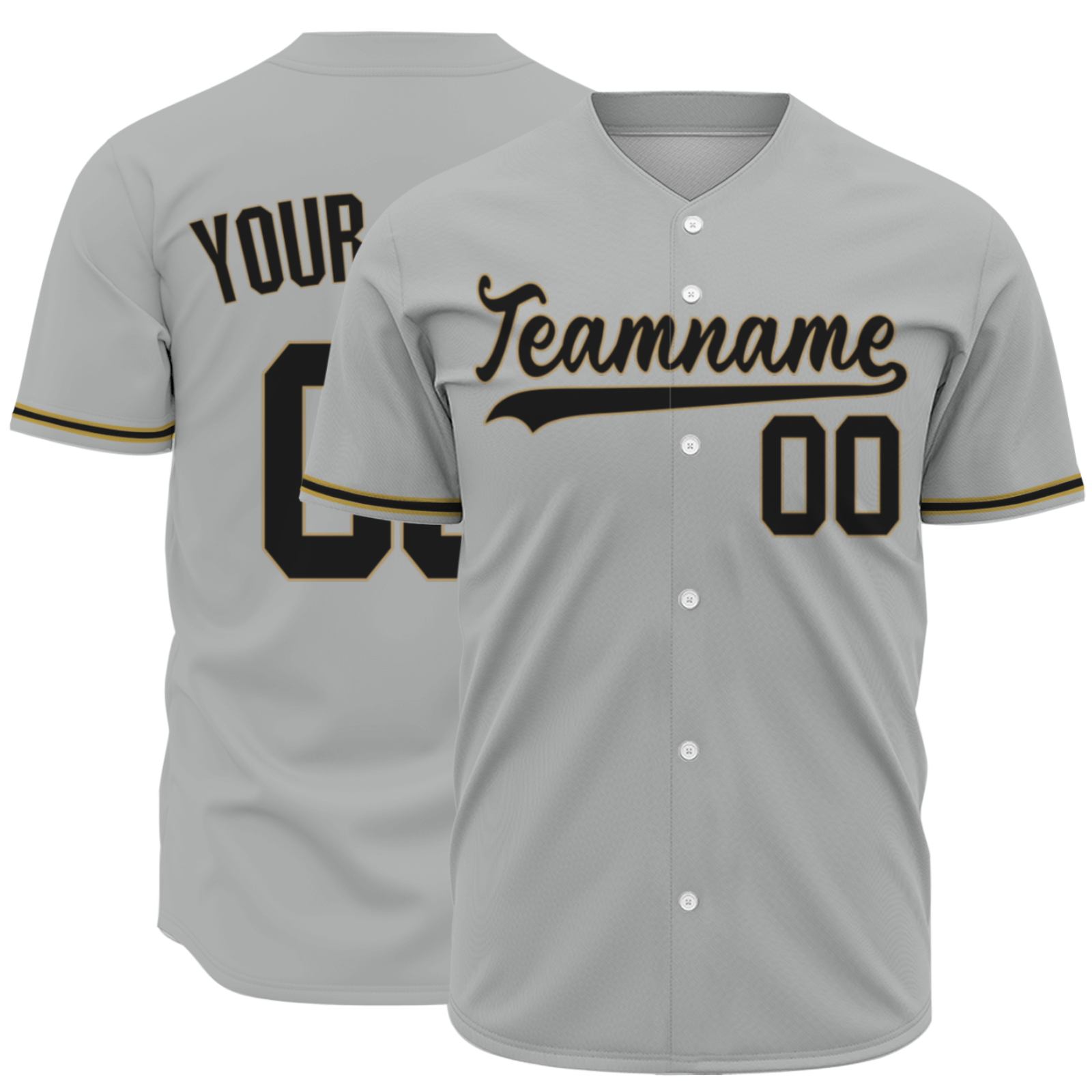 Custom Gray Black-Old Gold Authentic Baseball Jersey