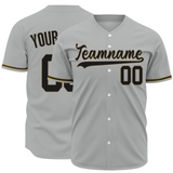 Custom Gray Black-Old Gold Authentic Baseball Jersey