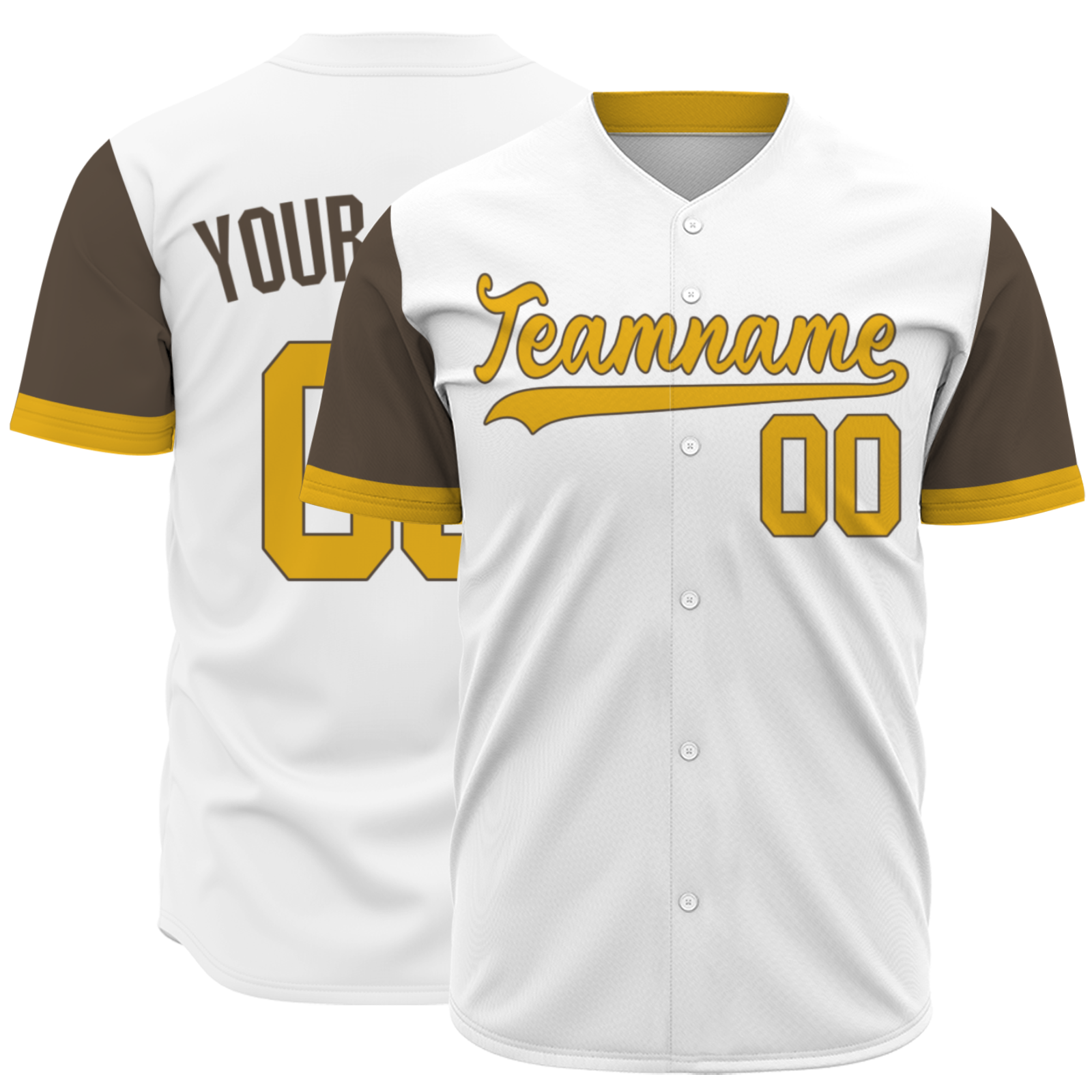 Custom White Yellow-Black Authentic Baseball Jersey