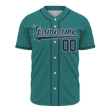 Custom Teal Navy Blue-White Authentic Baseball Jersey