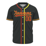 Custom Black Red-Yellow Two Tone Stripe Baseball Jersey