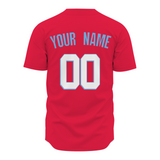 Custom Red White-Blue 3D Authentic Baseball Jersey