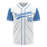 Custom White Sky Blue Authentic Two Tone Baseball Jersey