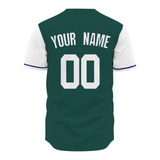 Custom Green White-Purple Snow Mountain Baseball Jersey