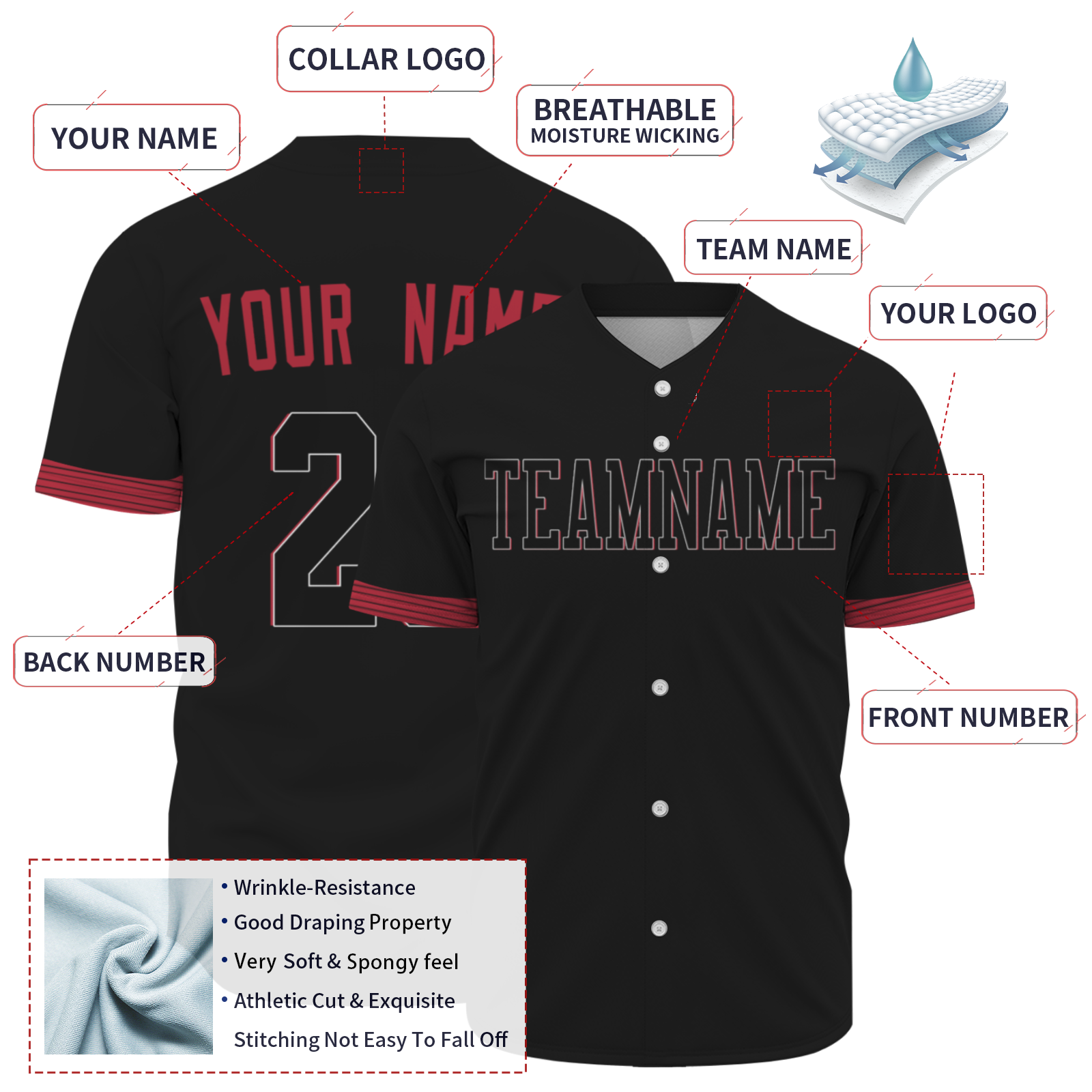 Custom Black Black-White Authentic Baseball Jersey