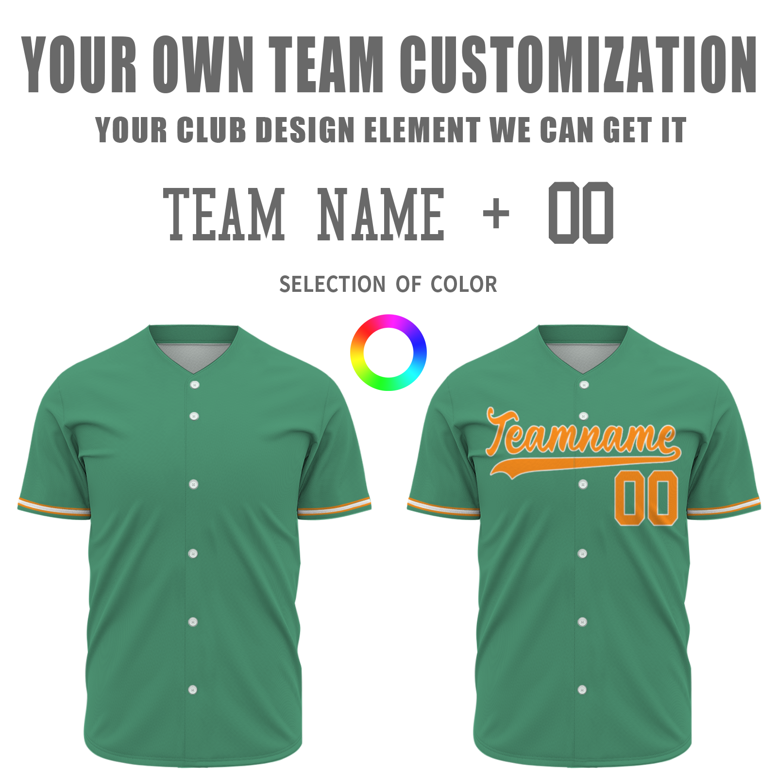 Custom Deep Mint Green Orange-White Authentic Baseball Jersey