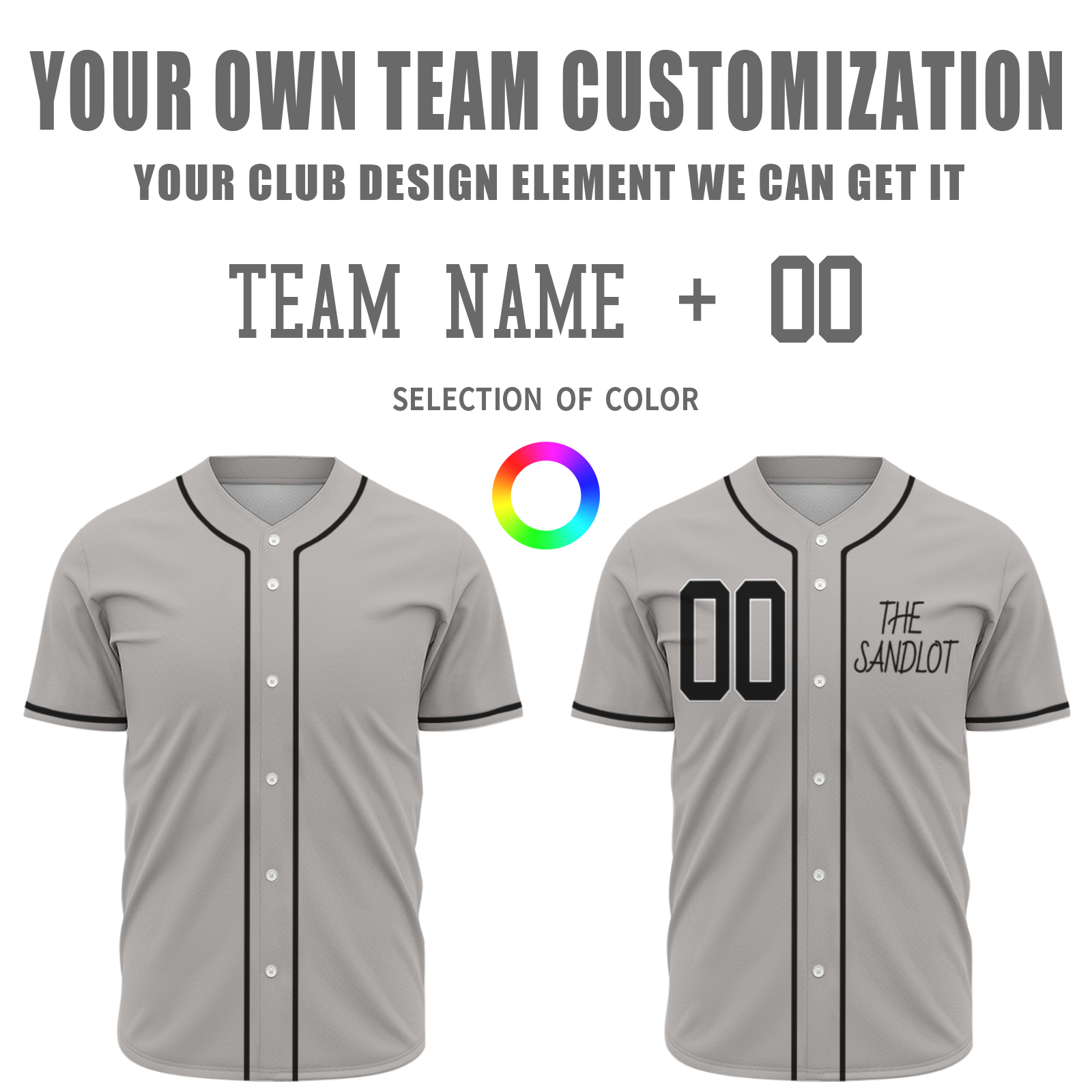 Custom Gray Black-White Authentic Sandlot Baseball Jersey