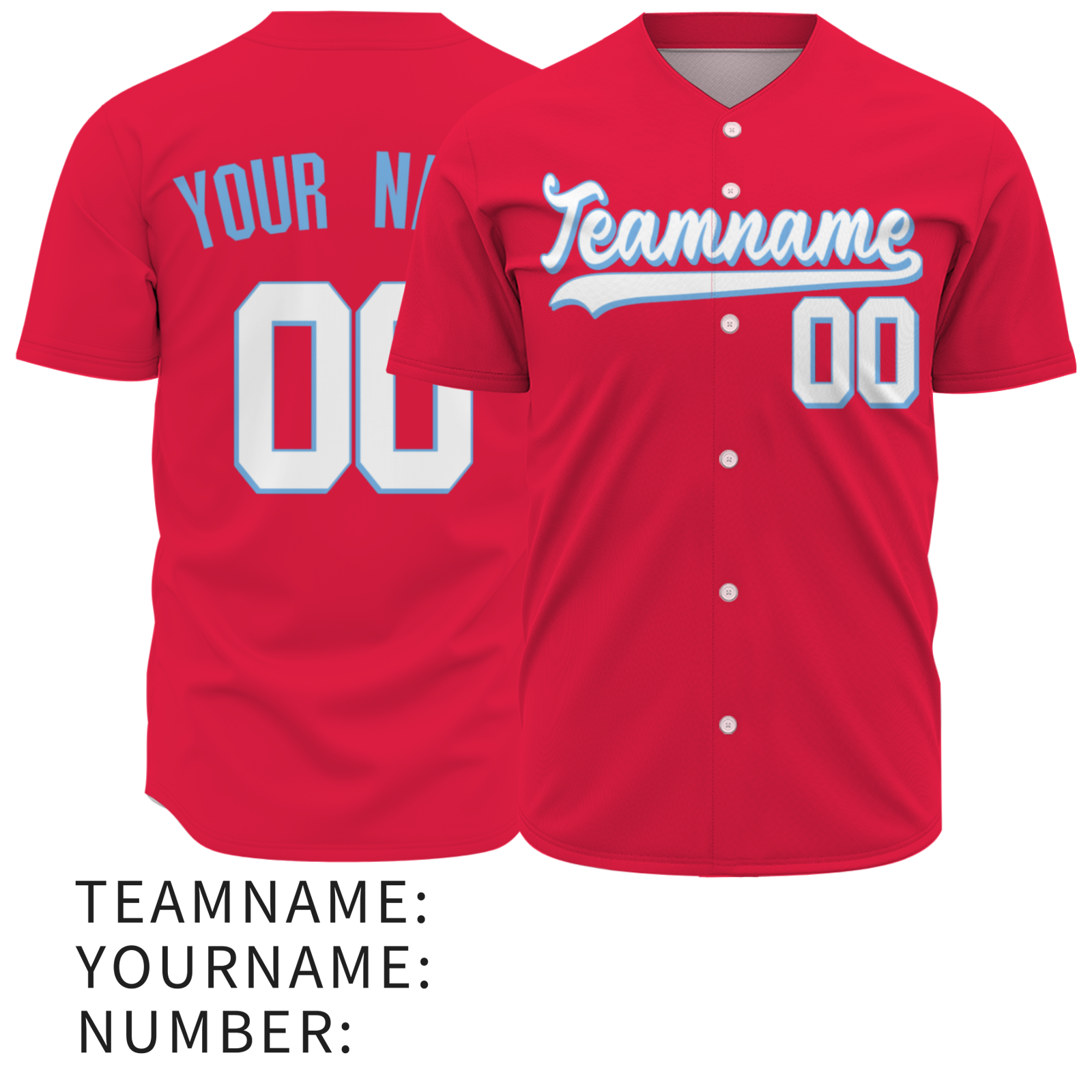 Custom Red White-Blue 3D Authentic Baseball Jersey