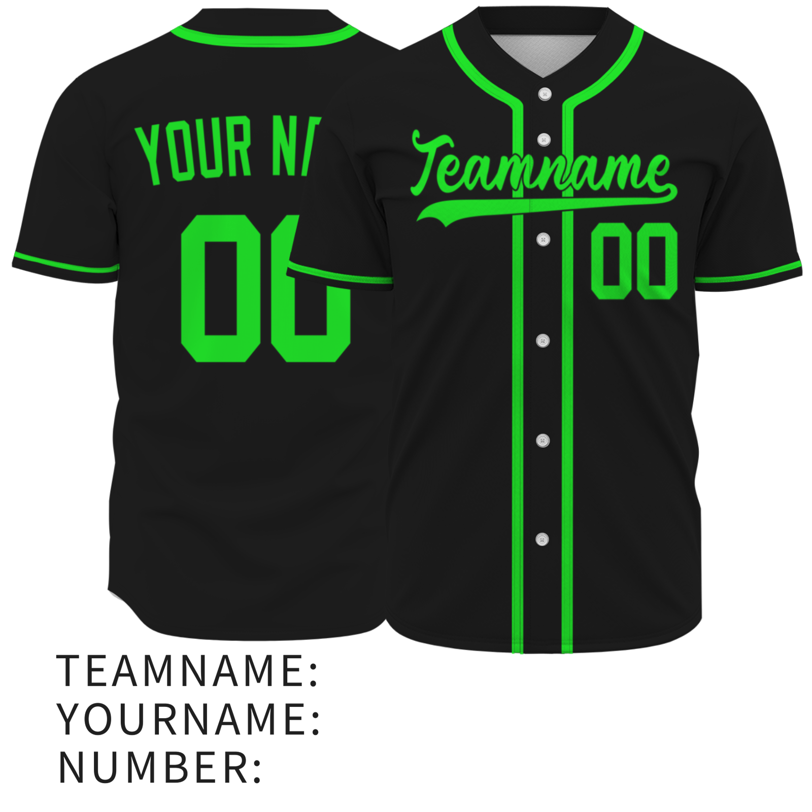 Custom Black Fluorescent Green-Black Authentic Baseball Jersey